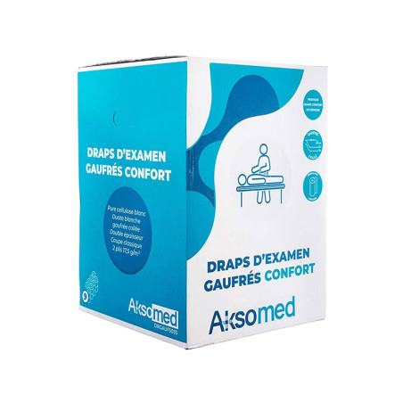 DRAPS D'EXAMENS AKSOMED 50X35CM 135 FMTS OUATE BLANCHE GAUFRE COLLE