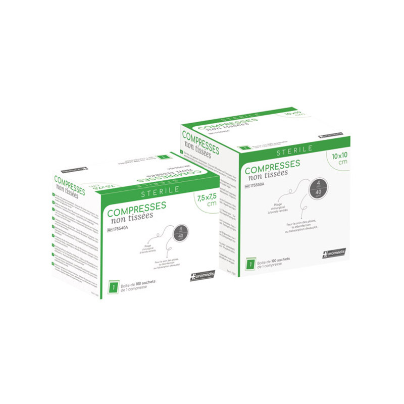COMPRESSES NON TISSE STERILES 40 G/M² SACHET UNITAIRE EUROMEDIS