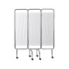PARAVENT CHROME 3 PANNEAUX PVC BLANC NON FEU